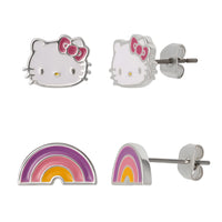 Hello Kitty Stud Earrings Set for Women, 2 Pairs, Sanrio Studs