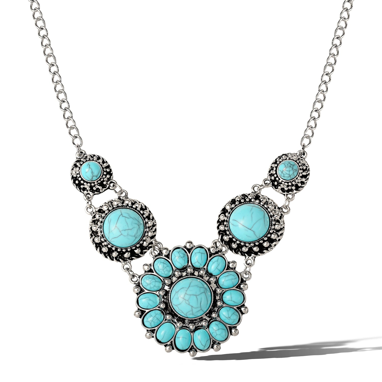Jessica Simpson Turquoise Necklace for Women, 16" Western Jewelry for Women with Turquoise Pendants
