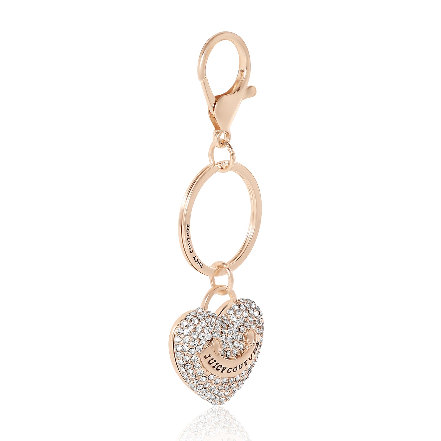 Juicy Couture Heart Keychains with Clear Pave Crystals, Bling Keychains for Women