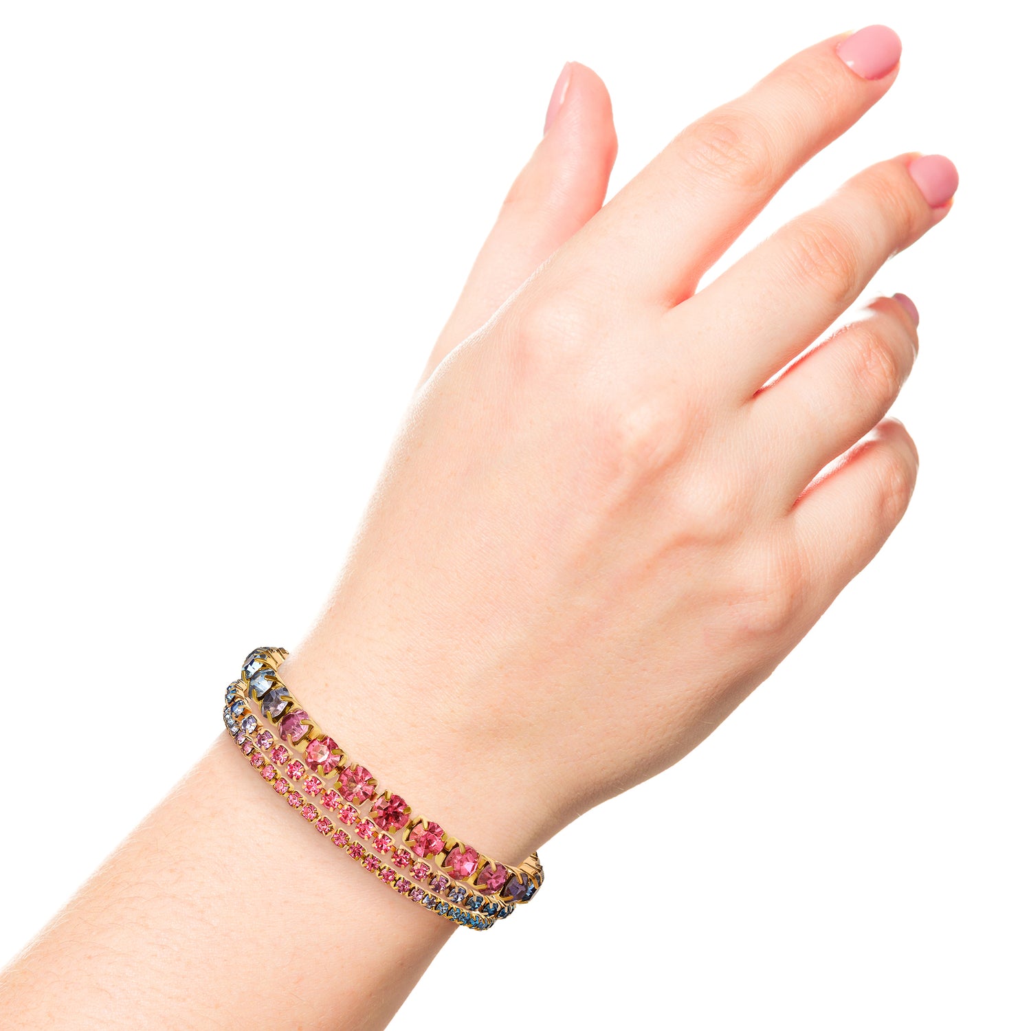 Jessica Simpson Colorful Crystal Tennis Bracelet Set - Sparkling Stackable Bracelets
