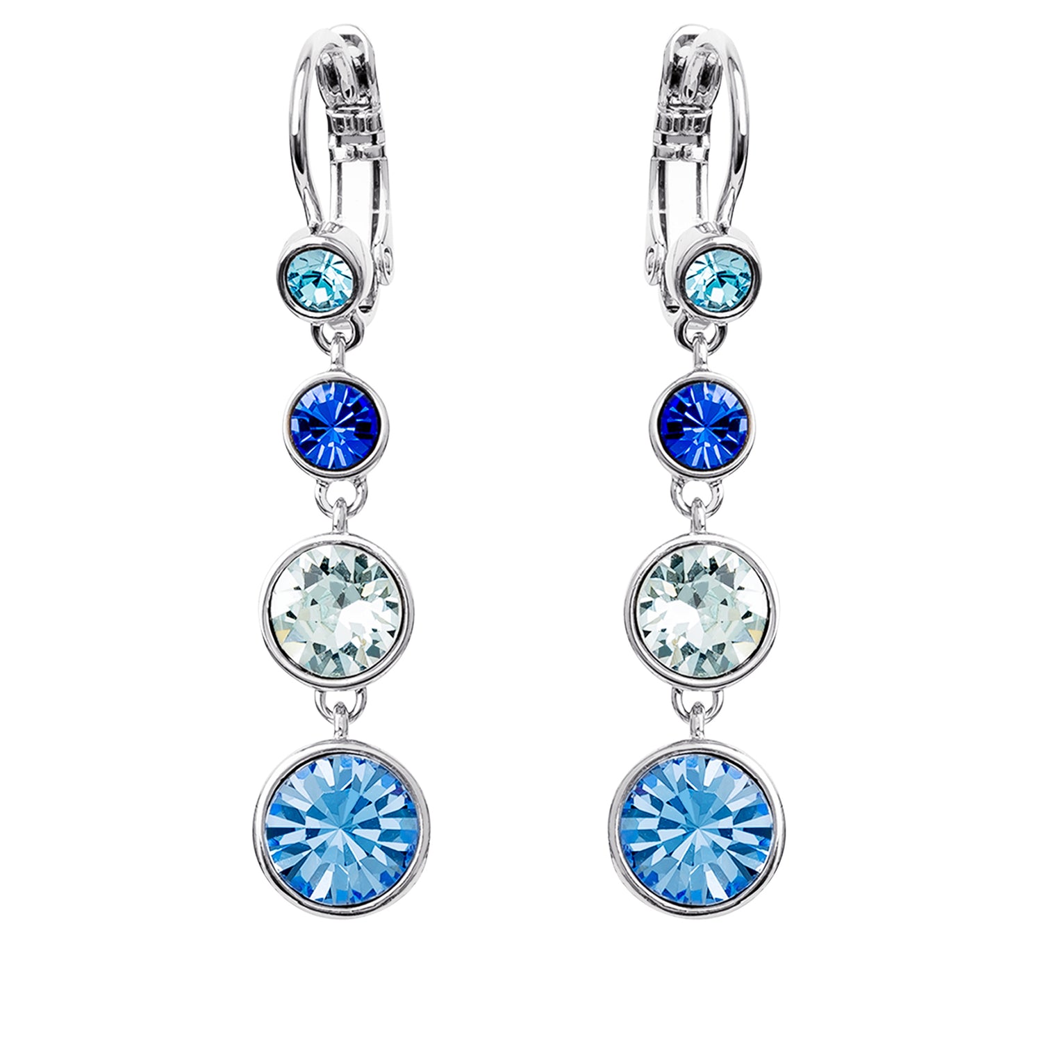 BCBGeneration Graduated Blue Crystal Drop Leverback Earrings