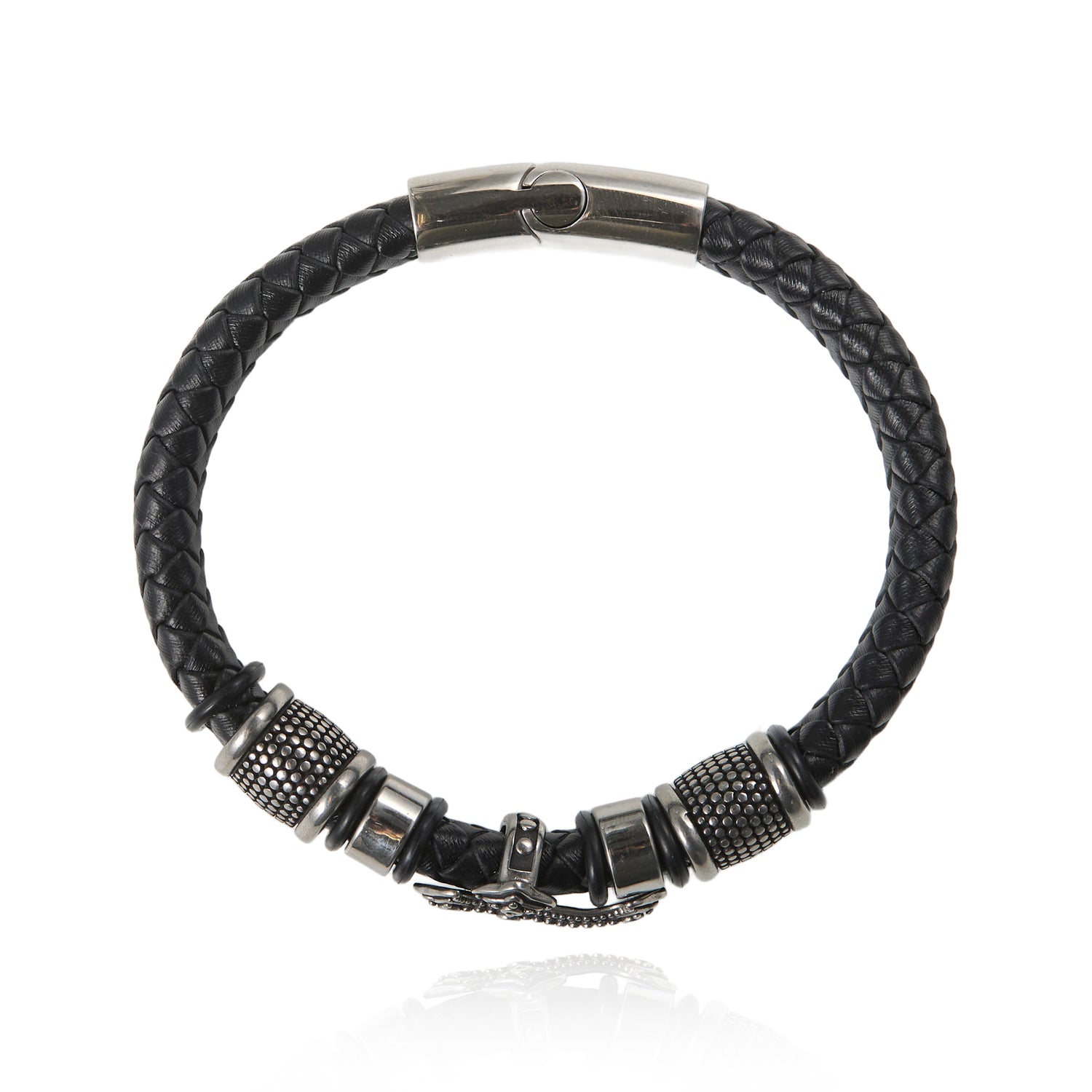 Lucky Brand Black Cross Bracelet for Men, Stainless Steel Faith Bracelet - 8.5''