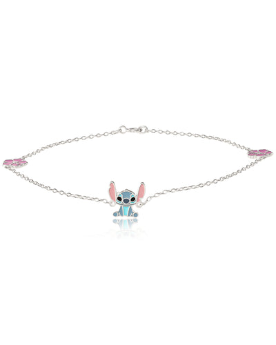 Disney Womens Stitch Sterling Silver Anklet