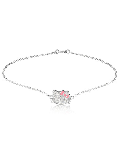 Hello Kitty Sanrio Womens Sterling Silver Anklet