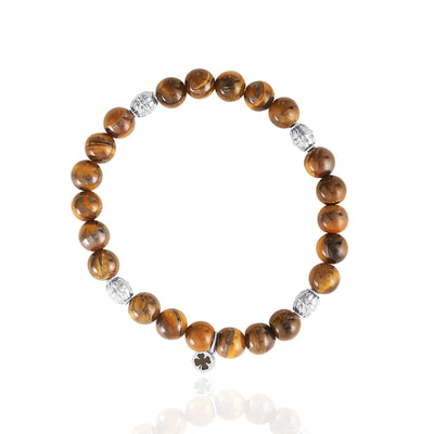 Lucky Brand Tigers Eye Beaded Elastic Bracelet