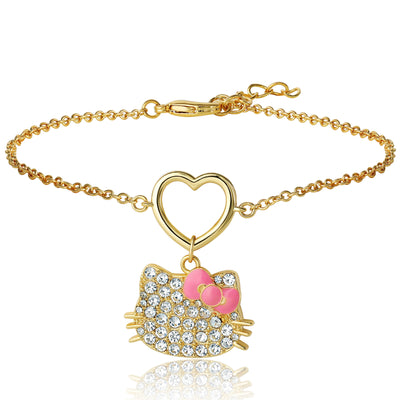 Sanrio Hello Kitty Pave Heart Charm Bracelet – Sparkling Cute Accessory