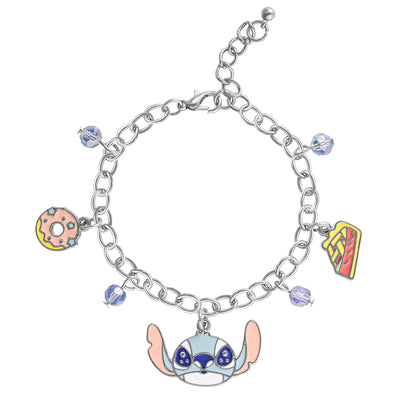 Disney Lilo and Stitch Fashion Donut and Pie Crystal Charm Bracelet