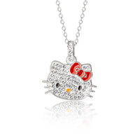 Sanrio Hello Kitty Brass Silver Plated Crystal Pendant