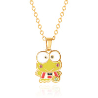 Brass Yg flash plated Keroppi Enamel 3-D Pendant -18 Chain