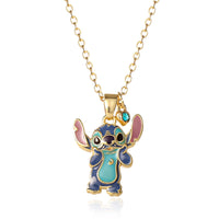 Disney Stitch Brass Flash Yellow Gold Plated Enamel & Blue Crystal Standing