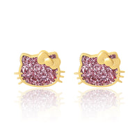 HELLO KITTY PINK GLITTER STUD EARRINGS
