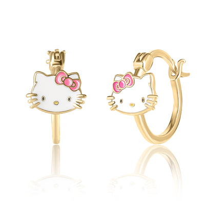 Hello Kitty Sterling Silver Enamel Hoop Earrings