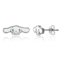 Sanrio Hello Kitty Brass Flash Silver Plated Enamel Cinnamoroll Stud Earrings