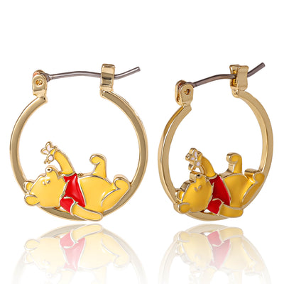 Brass Yg Plt Winnie The Pooh Hoop Earrings