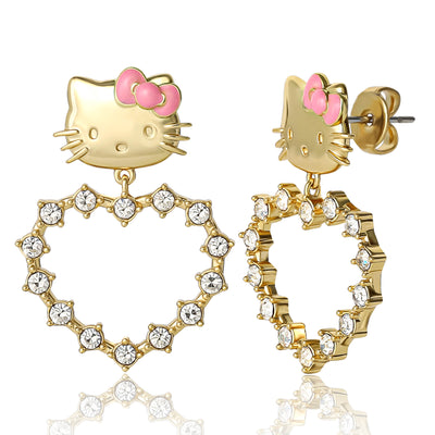 Sanrio Hello Kitty Heart Dangle Stud Earrings