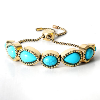 Jessica Simpson Womens Turquoise Stone Slider Bracelet - Oxidized Gold-Tone Lariat Bracelet with Turquoise Accents