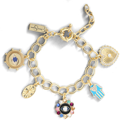 Jessica Simpson Womens Evil Eye Bracelet - Gold-Tone Evil Eye Charm Bracelets for Women