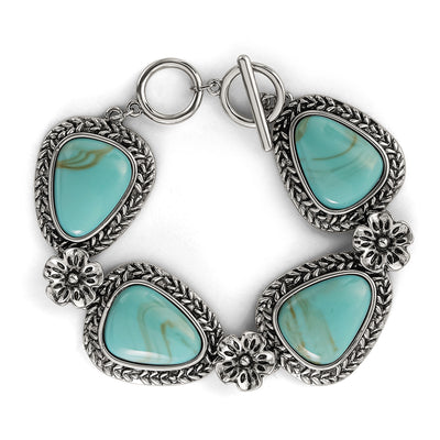 Jessica Simpson Turquoise Gemstone Flower Bracelet