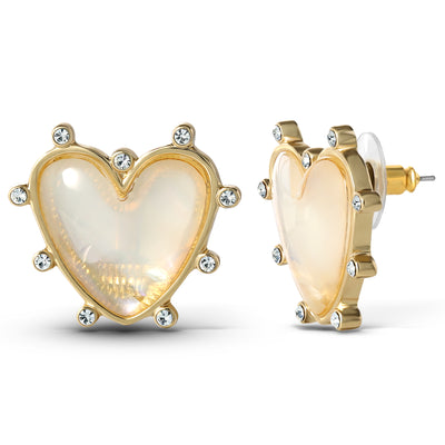 Jessica Simpson Womens Heart Stud Earrings - Gold-Tone Heart Earrings Studs