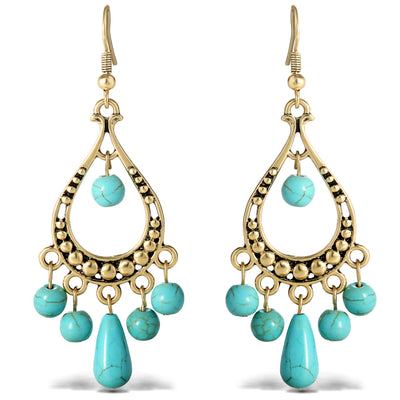 Jessica Simpson Women's  Turquoise Bead Chandelier Earrings