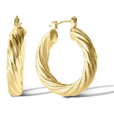 Jessica Simpson Womens Thick Twisted Hoop Earrings - Gold-Tone  Hoop Earrings