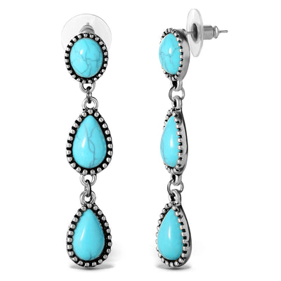 Jessica Simpson Women's Three Stone Drop Earrings