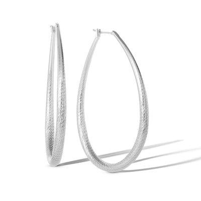 Jessica Simpson Womens Oval Textured Hoop Earrings - Silver-Tone Large Hoop Earrings