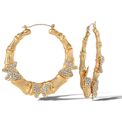 Jessica Simpson Butterfly on Hoops Earrings