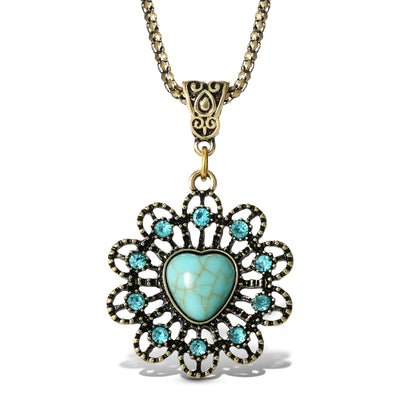 Jessica Simpson Women's Turquoise Stone Ornate Necklace