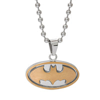 DC Comics Batman Jewelry for Men, Stainless Steel Two Tone Logo Pendant, Necklace