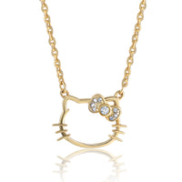 Hello Kitty Sanrio Womens Lab Created Diamond Bow Necklace 18" -Silhouette Necklace Official License