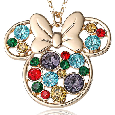 Disney Minnie Mouse Fashion Multi-Color Stone Minnie Mouse Necklace