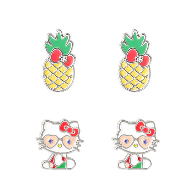 Sanrio Hello Kitty Brass Hello Kitty and Pineapple Earring Set
