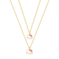 Brass Yg flash plated 16"+2" Hello Kitty Mommy & Me Set Of Two Necklaces