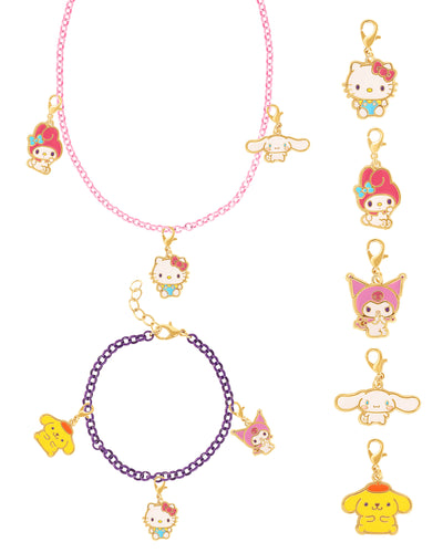 Sanrio Hello Kitty Yellow Gold Plated Crystal Kuromi Necklace - 18 Chain, Officially Licensed Authentic - Black, White