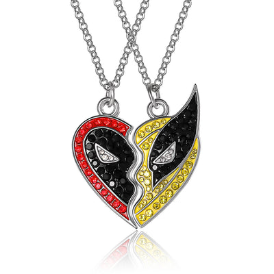 Marvel Deadpool & Wolverine BFF Crsytal Pendant Necklace Set Of 2