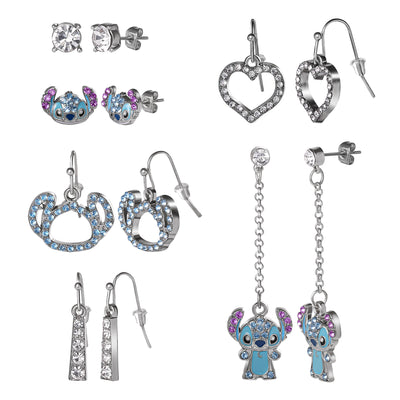 Disney Stitch 6 Piece Stud and Dangle Earring Set