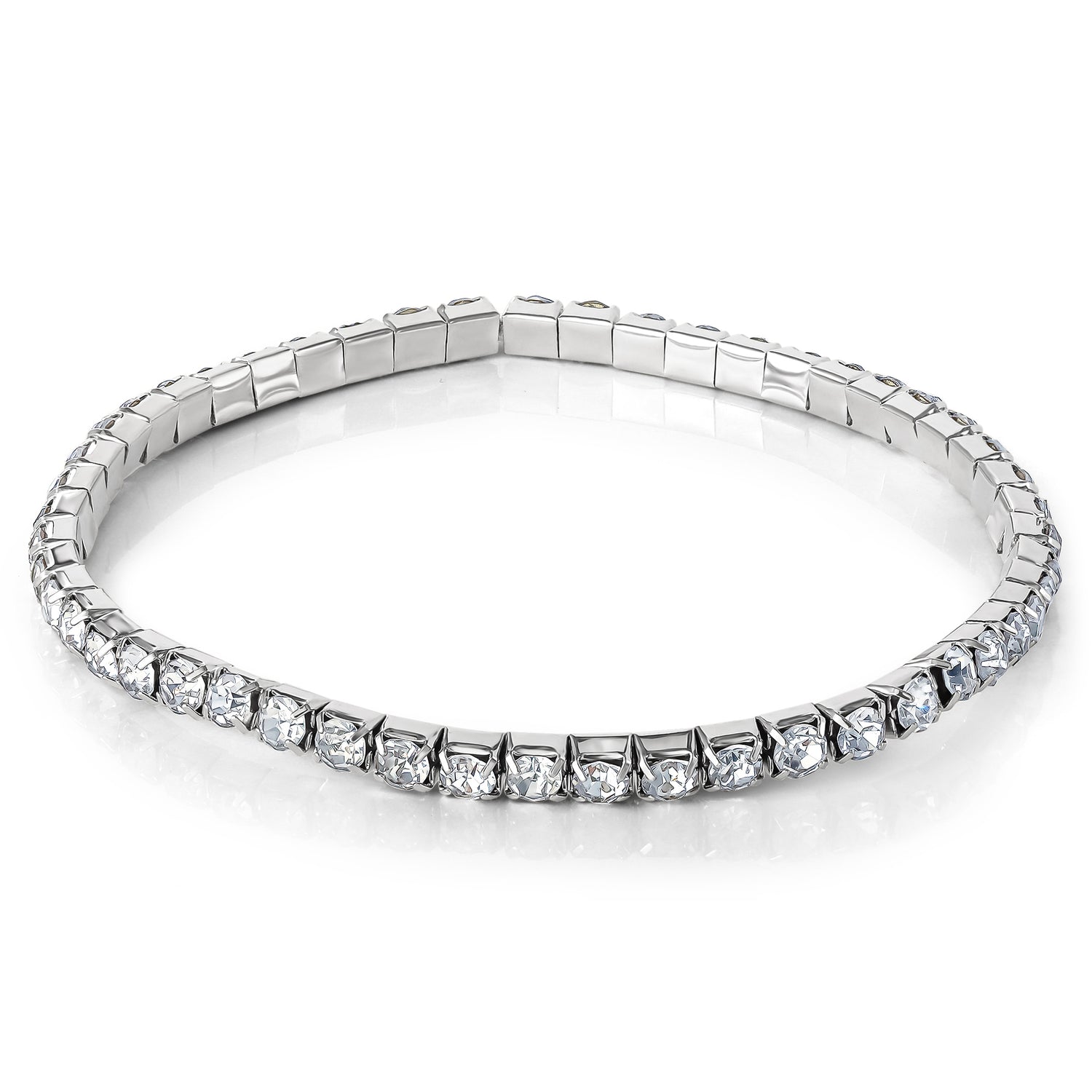 Jessica Simpson Crystal Stretch Bracelet - 5 Piece Set - Gold and Silver