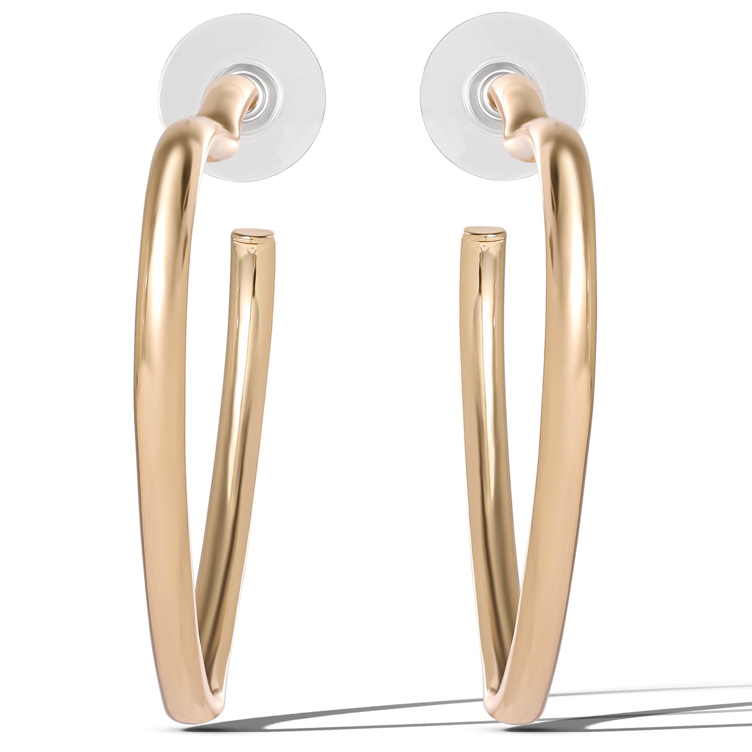 JS Jessica Simpson Gold-Tone Heart-Shaped Hoop Earrings