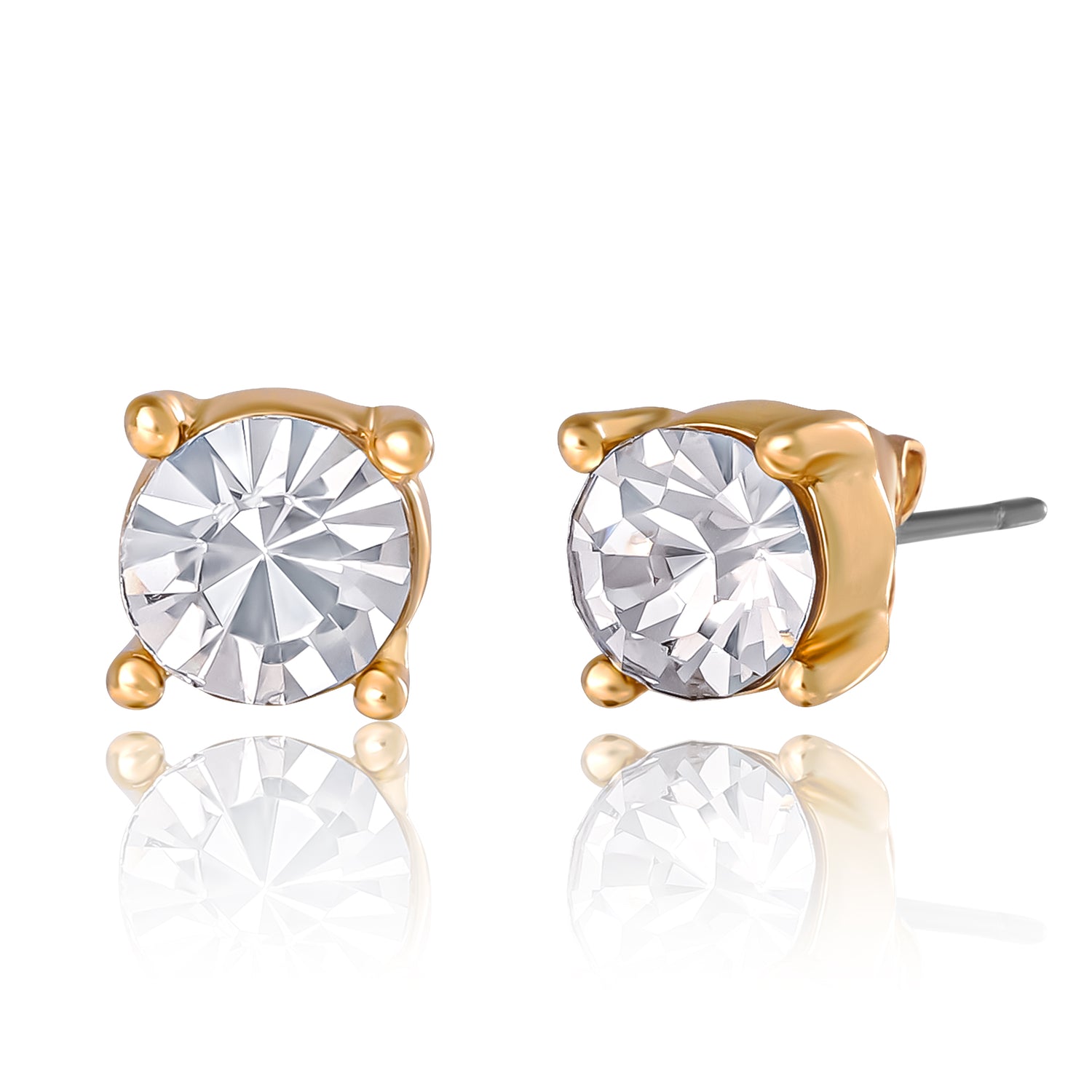 Disney Mickey & Minnie Santa Necklace & Stud Earrings Set, Gold‑Tone