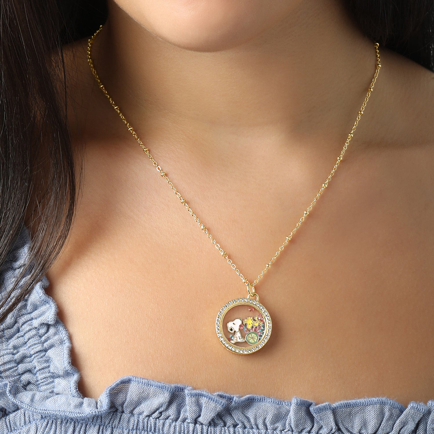 Peanuts Woodstock and Snoopy Necklace Official License, Shaker Pendant
