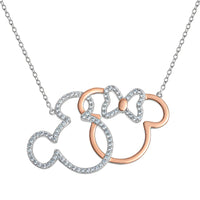 Minnie and Mickey Mouse Necklace for Women, Interlocked Two-Tone Pendant