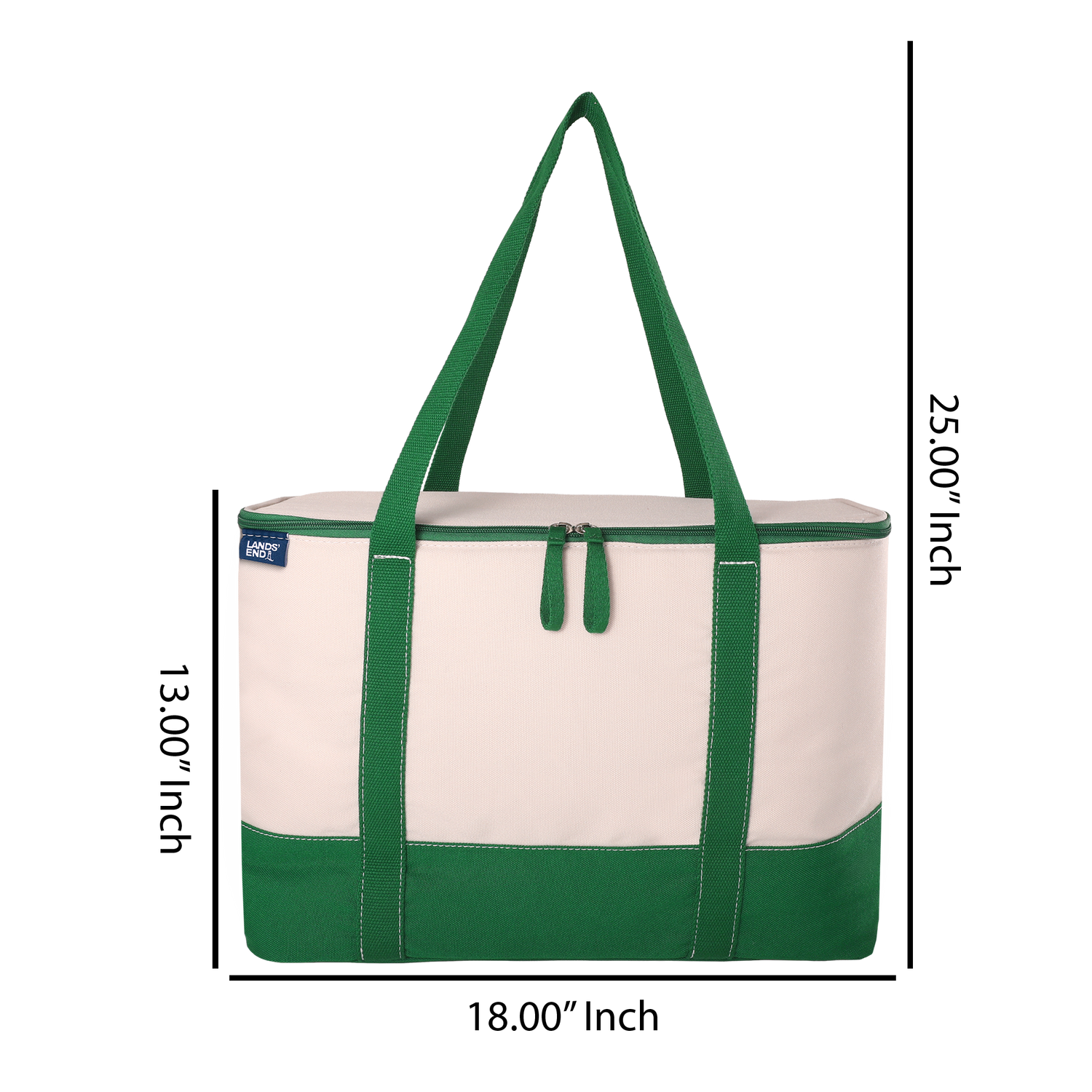 Lands' End Rectangular Large Cooler Bag Insulated 8 Gal, Canvas Soft Cooler with Tote Handles and Zip Closure (Kelly Green) - Kelly Green