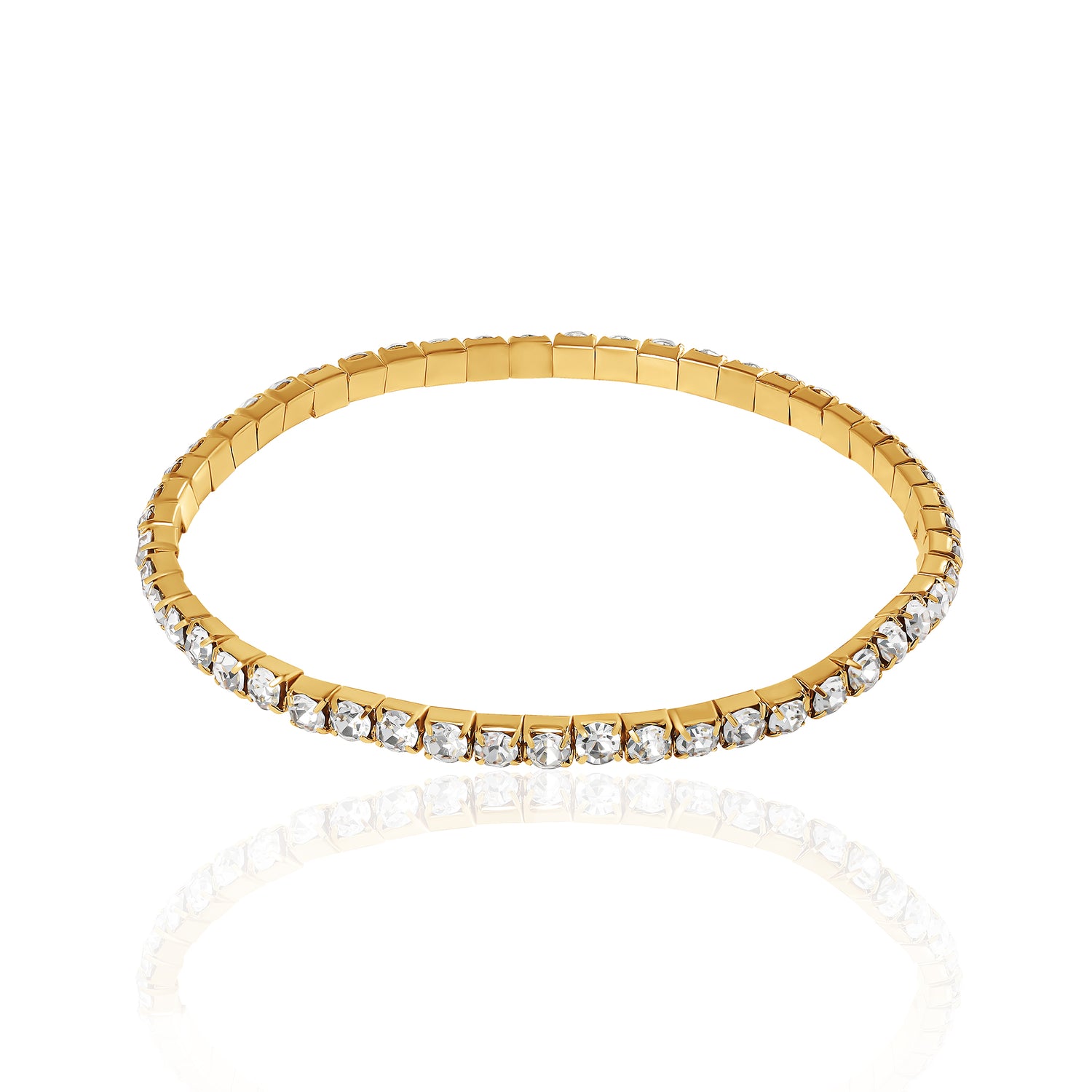 Jessica Simpson Fasjion Rhinstone 5 Piece Stretch Bracelet Set - Gold Clear