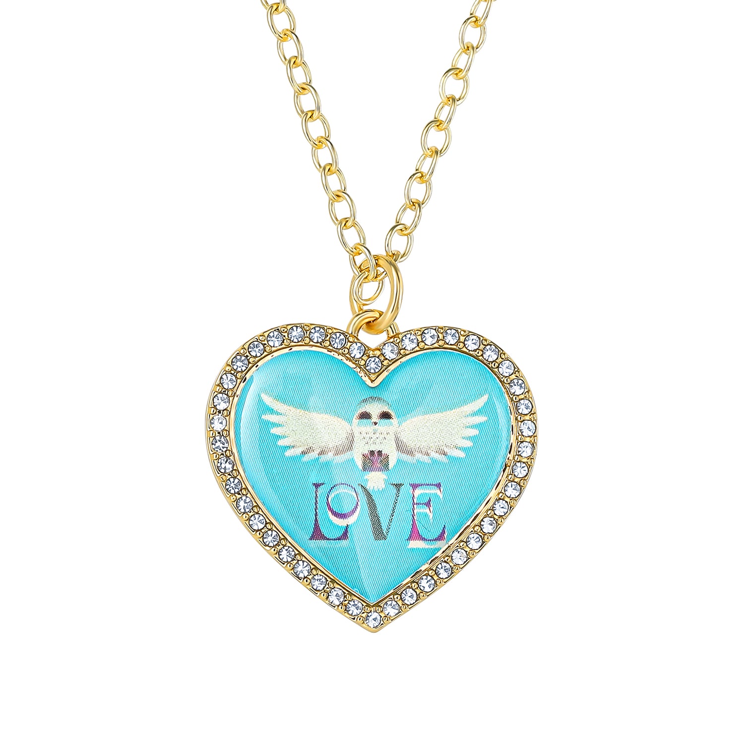 Harry Potter Hedwig Heart Necklace with Crystals, 16"+2"