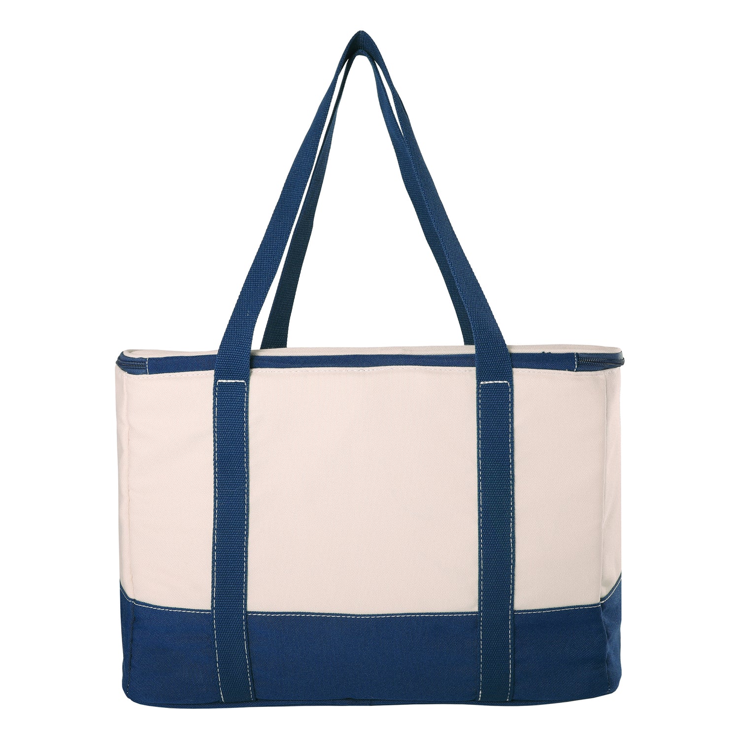 Lands' End Rectangular Large Cooler Bag Insulated 8 Gal, Canvas Soft Cooler with Tote Handles and Zip Closure (Navy) - Navy