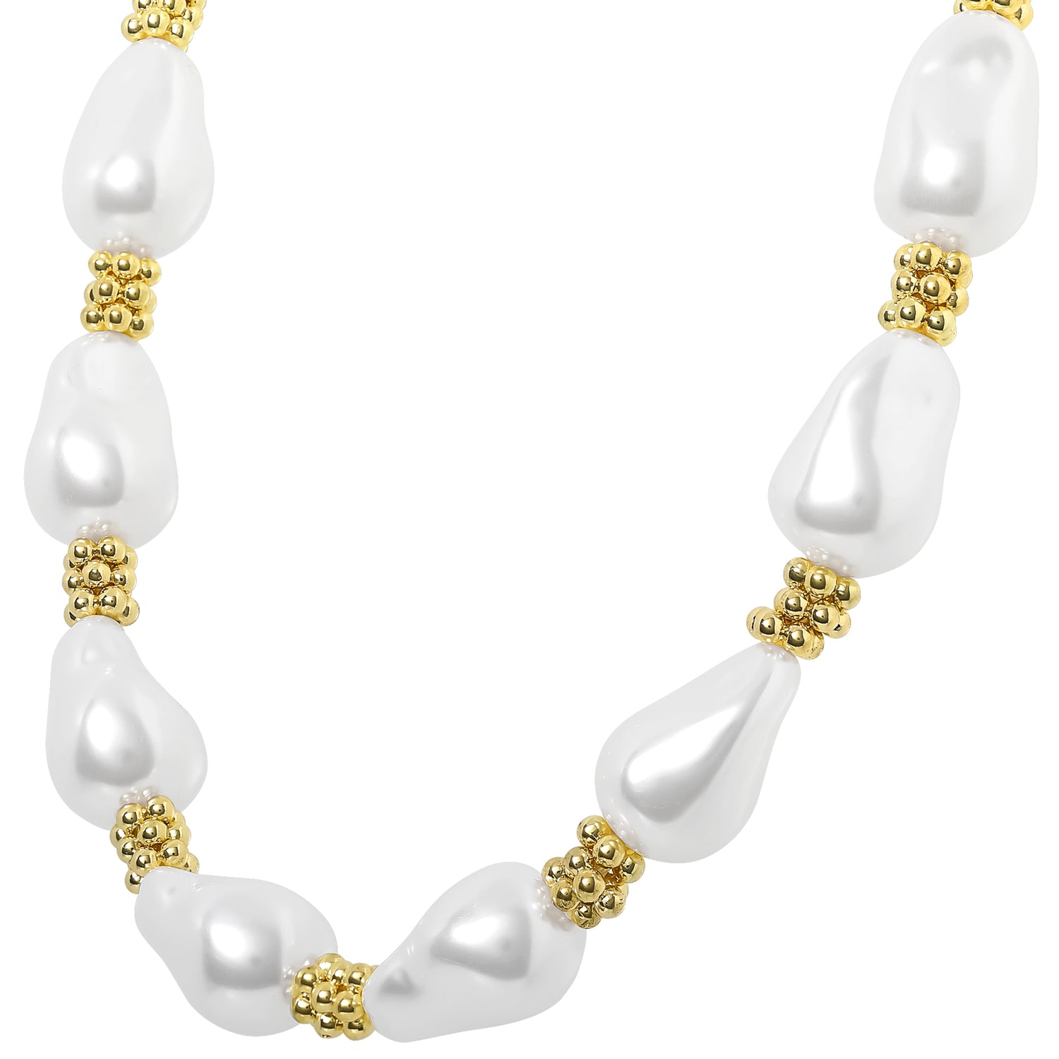 BGBG Gold and Pearl Necklace Chunky, 17" + 2", Statement Jewelry