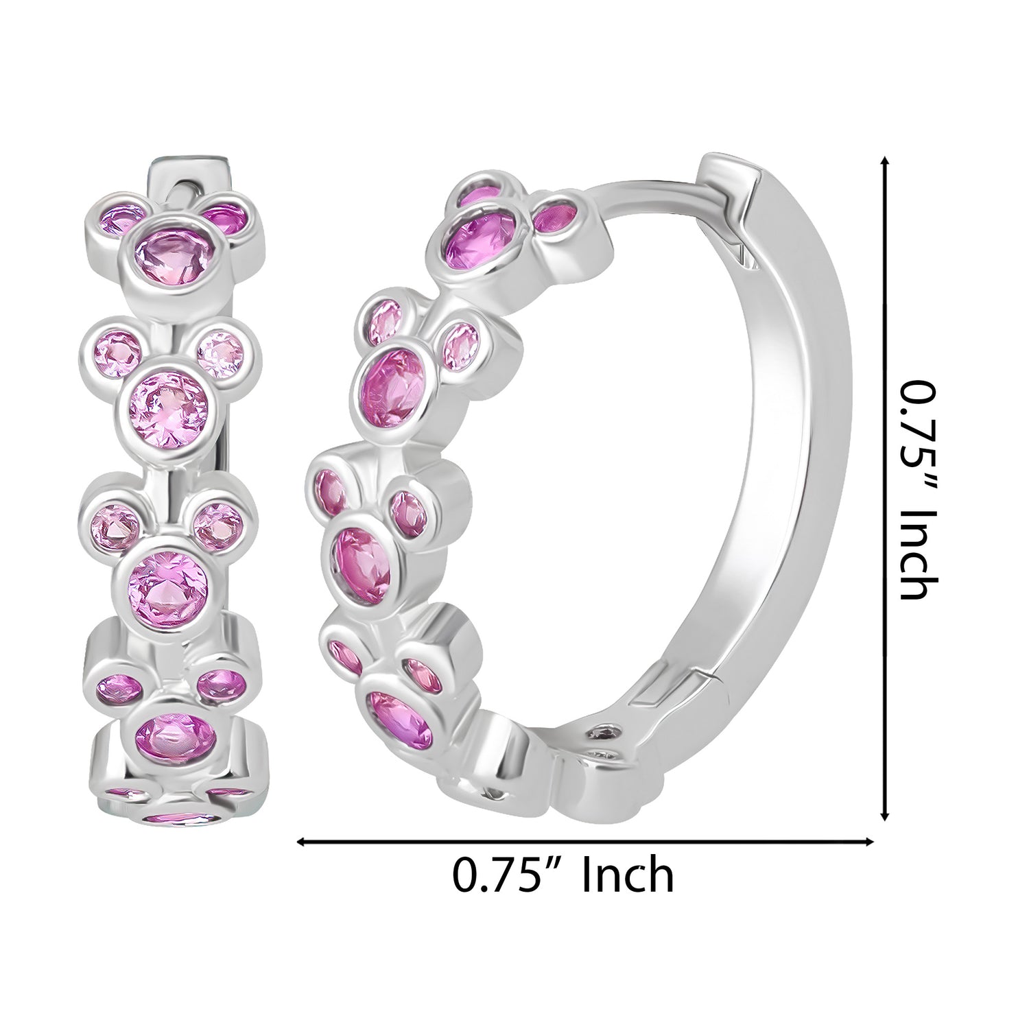 Disney Mickey Mouse Endless Hoop Earrings Cubic Zirconia Disney Pink Hoops