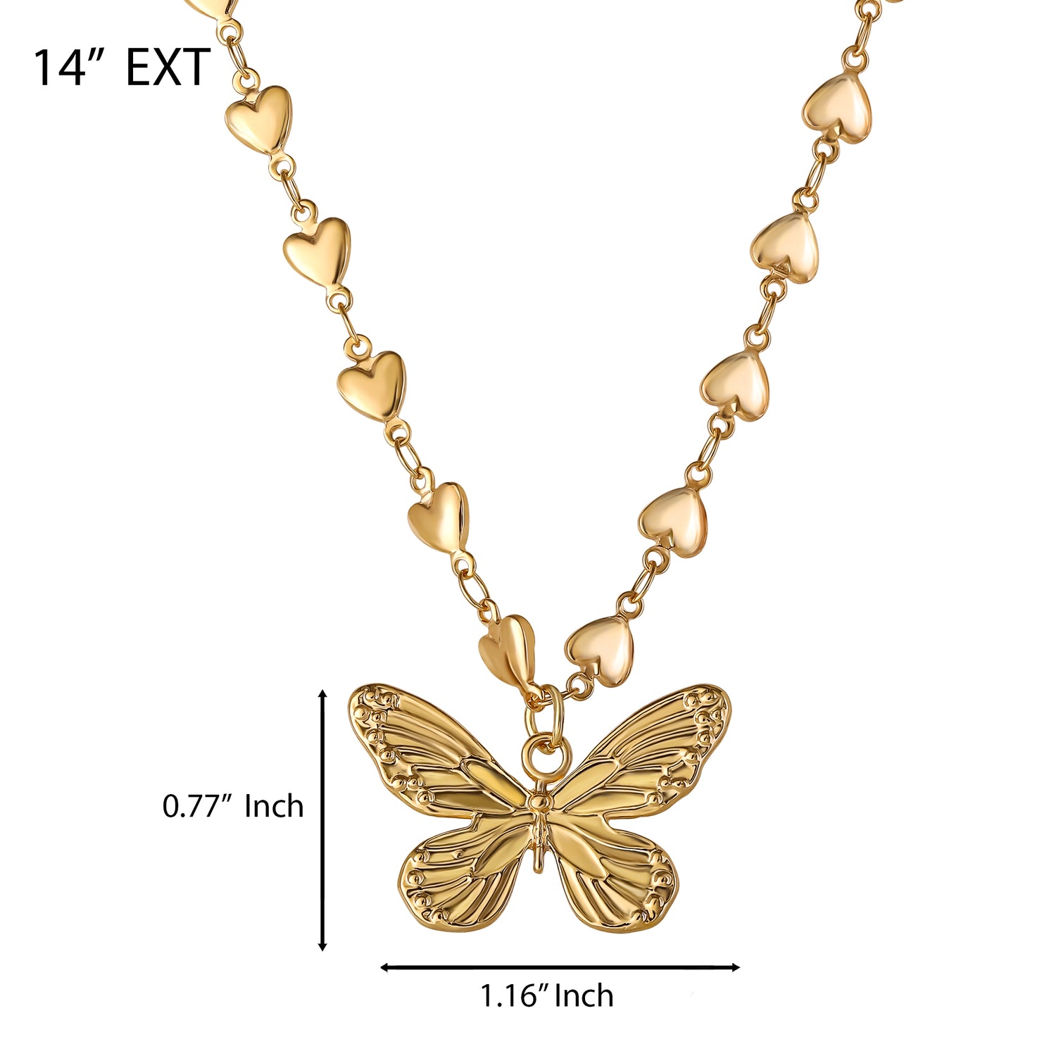 Jessica Simpson Heart Chain Butterfly Pendant Necklace