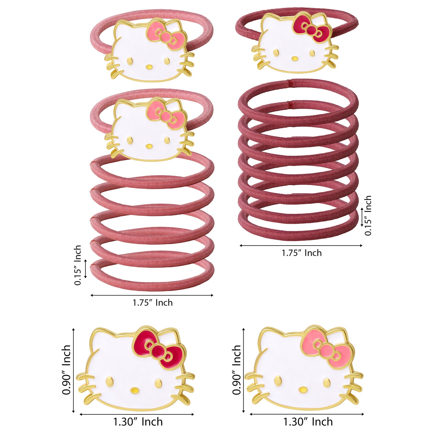 Hello Kitty Hair Ties Pack of 15 Official License, Elastic Bands for Hair